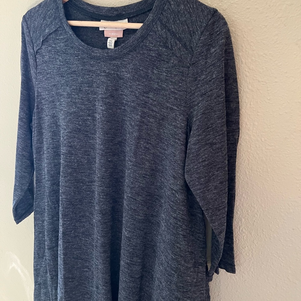 Jessica Simpson Nursing tunic, L, grey jersey knit fabric, comfy, never worn